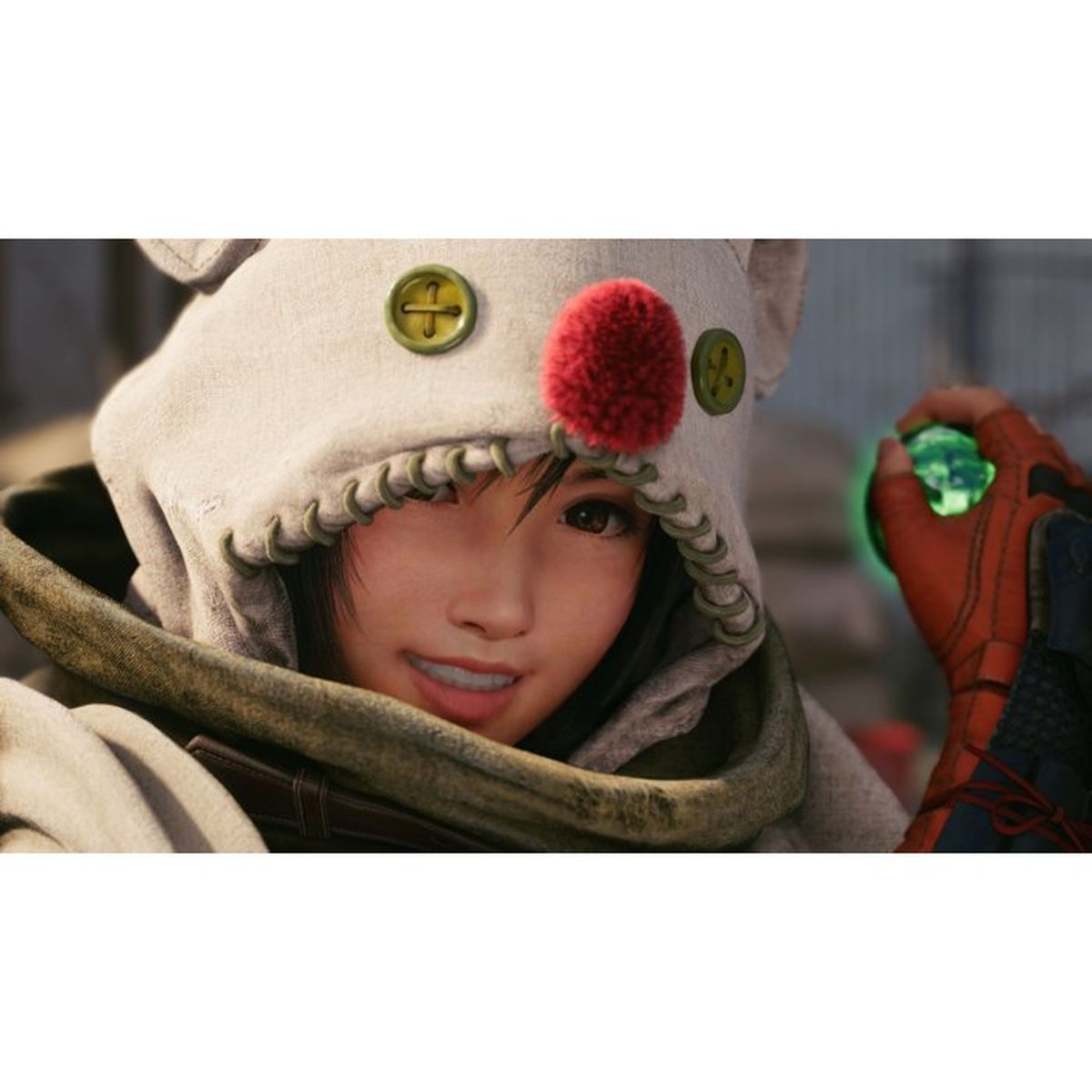 Młoda kobieta w kapturze trzymająca świecącą kulę.