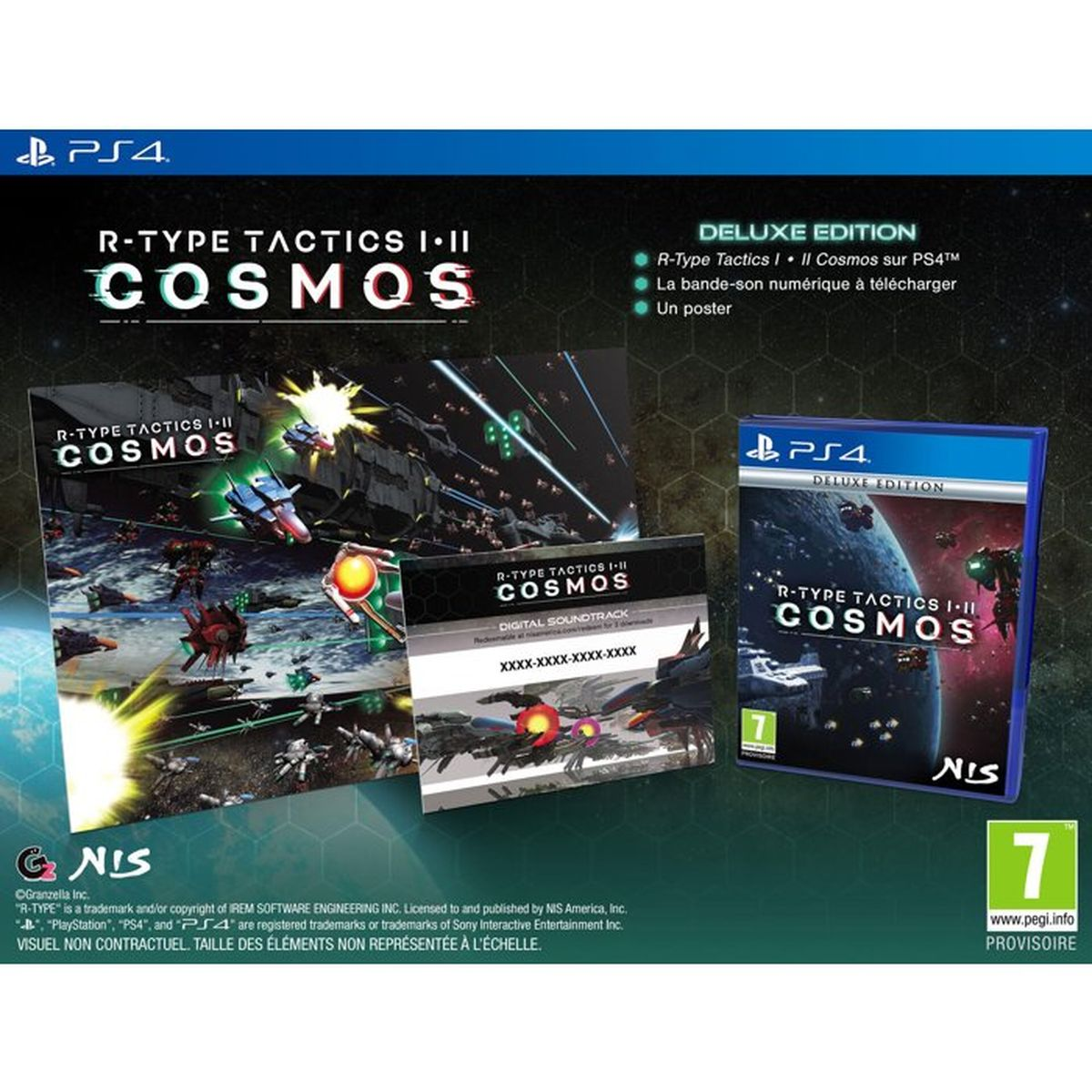 Edizione Deluxe PS4 R-Type Tactics I-II Cosmos, con gioco, colonna sonora e poster.