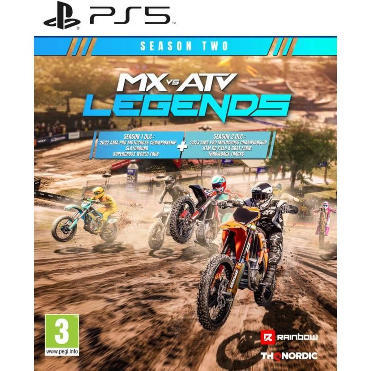 Copertina gioco PS5 MX vs ATV Legends con piloti su moto da cross in azione.