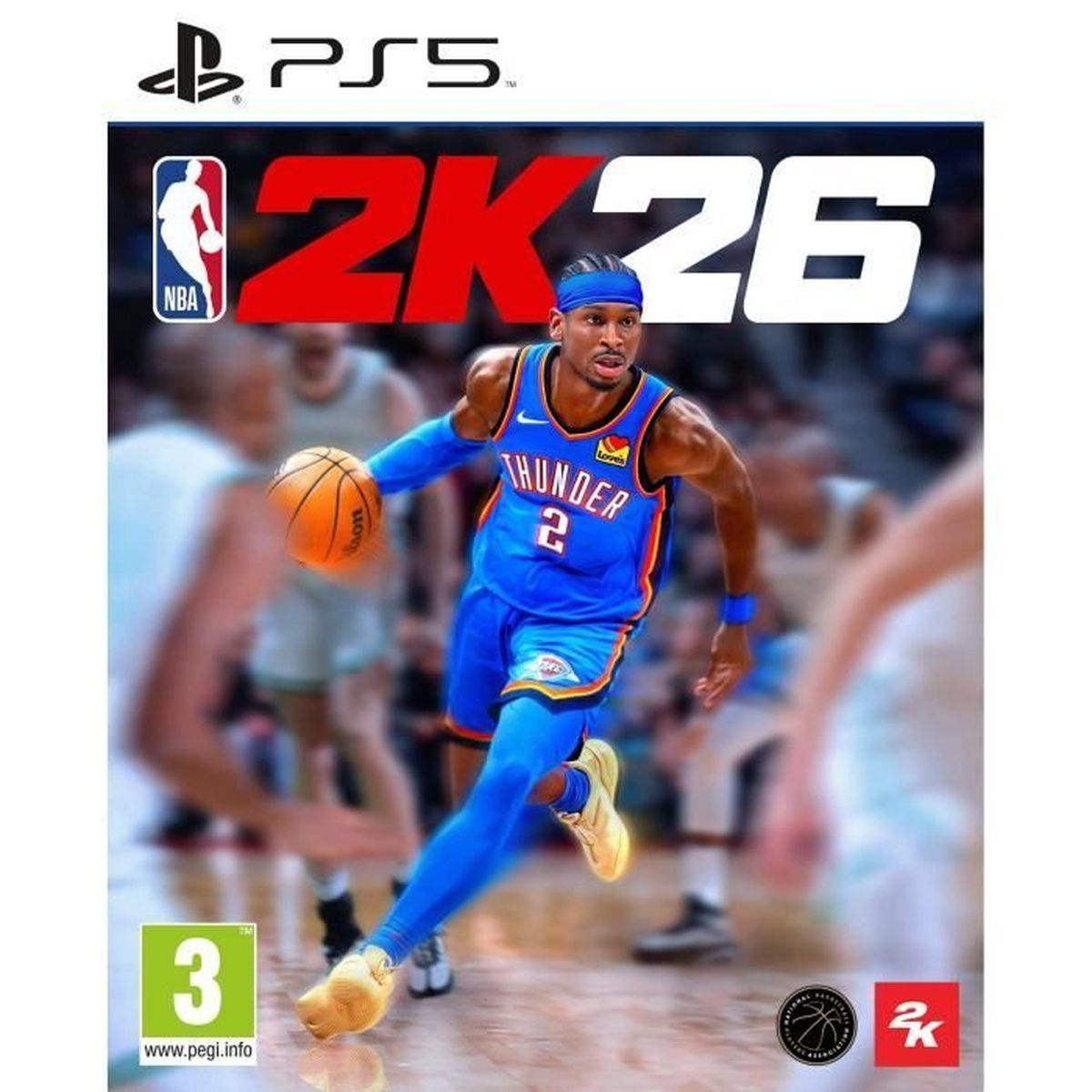 Un giocatore di basket in maglia blu numero 2 palleggia.