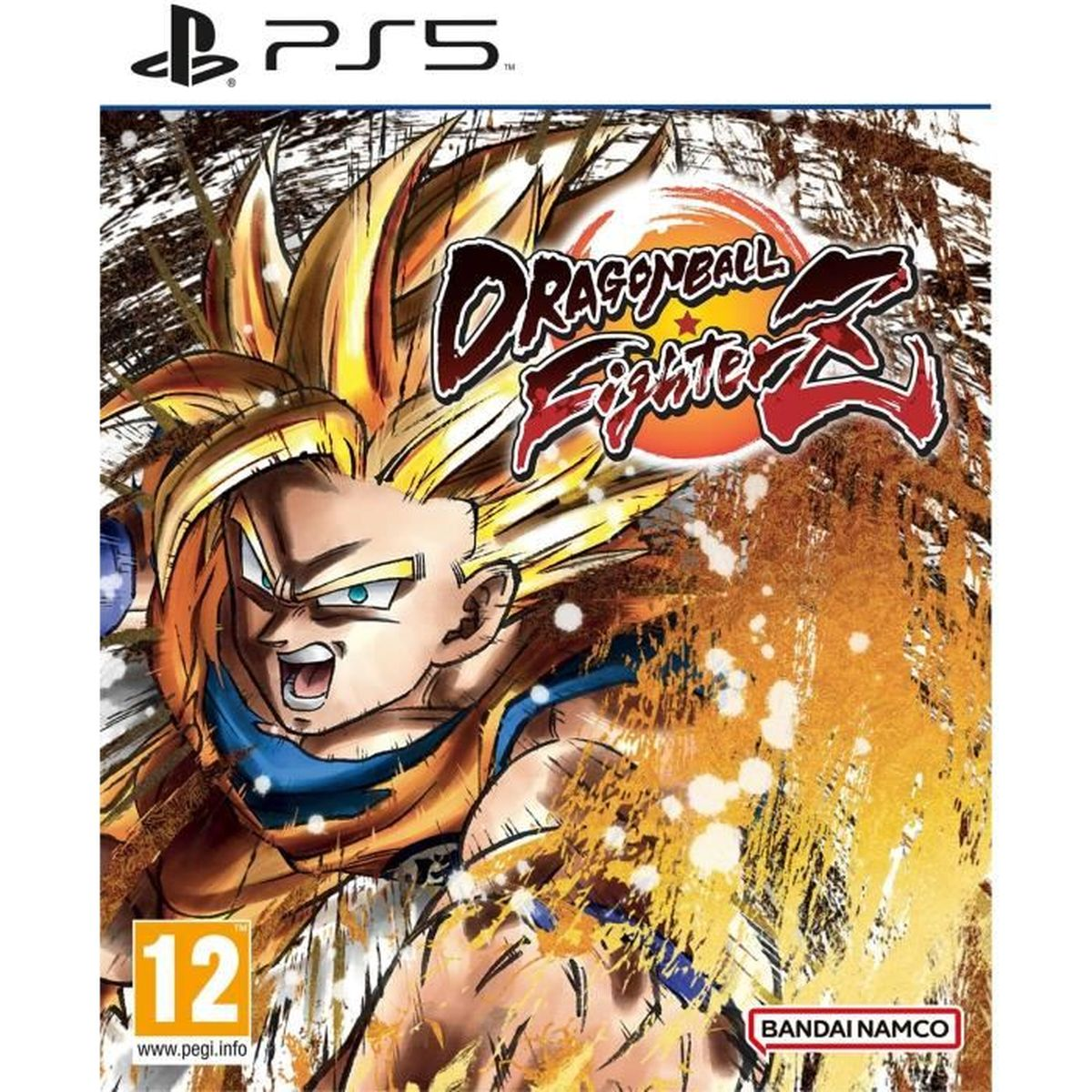 Copertina Dragon Ball FighterZ PS5 con Goku in azione. Età 12.