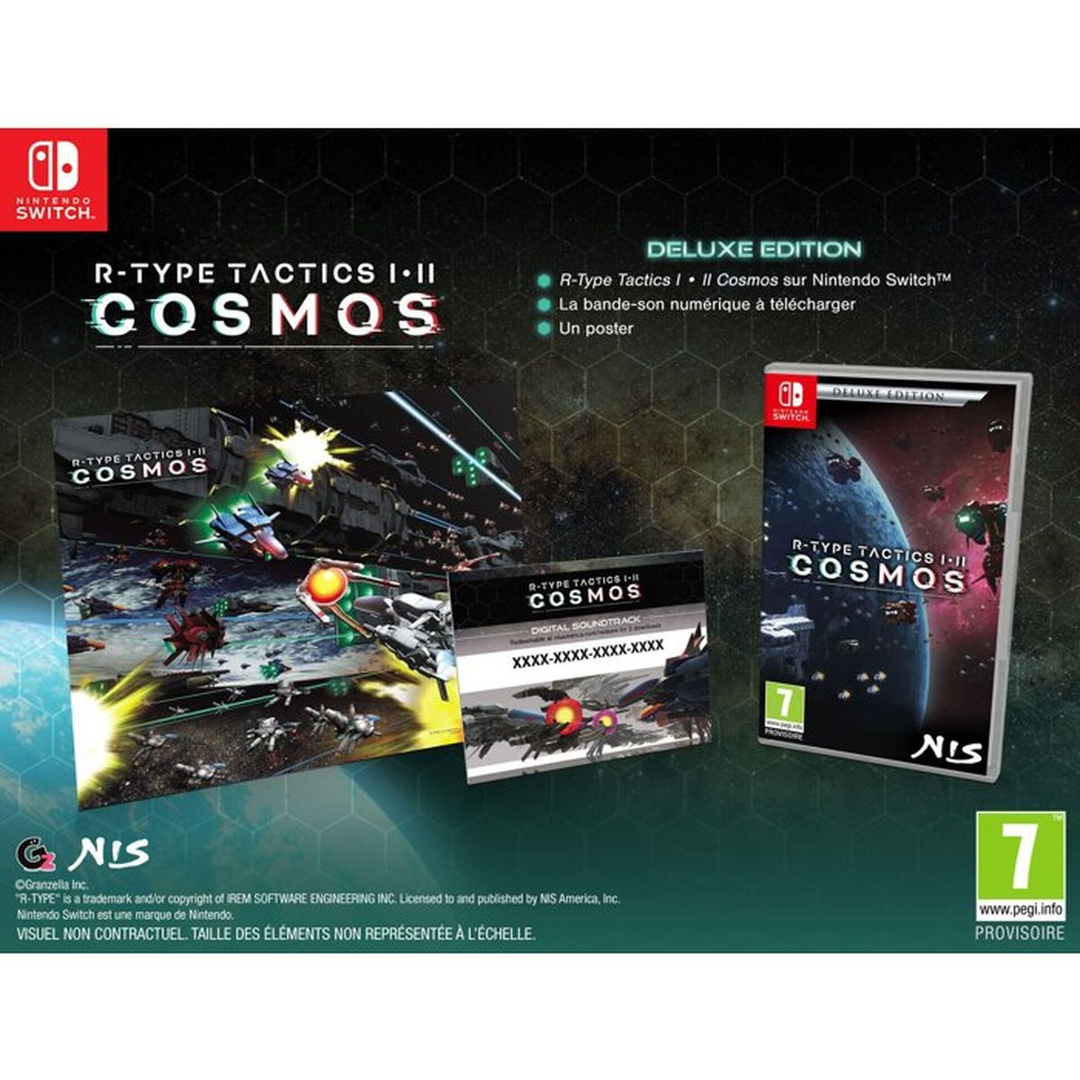 Edizione Deluxe di R-Type Tactics I+II Cosmos per Nintendo Switch, con gioco, colonna sonora e poster.