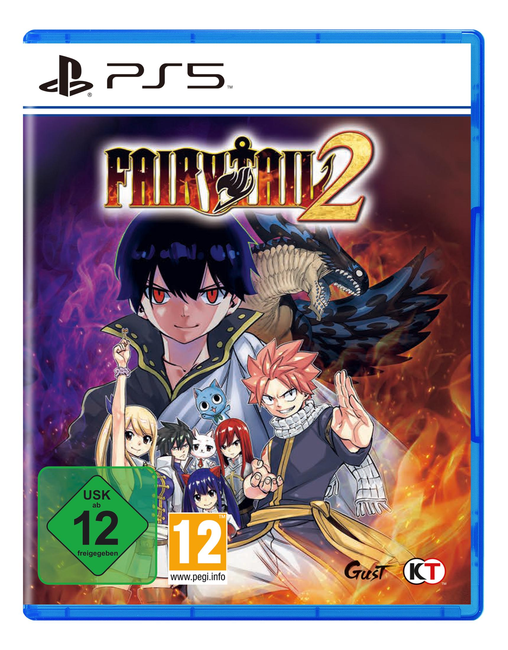 Copertina PS5 Fairy Tail 2 con personaggi, drago e classificazione d'età 12.