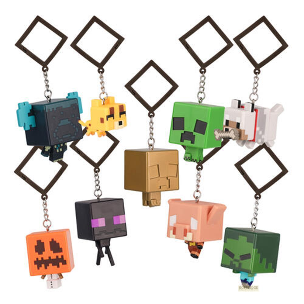 Minecraft-Charakter-Schlüsselanhänger: Creeper, Hund, Schwein, Zombie, Enderman, Kürbis, Gold.