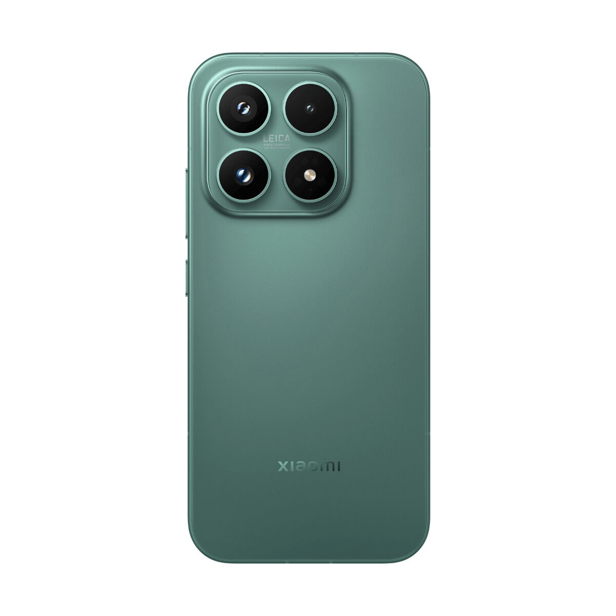 Zielony smartfon z poczwórnym aparatem Leica i logo Xiaomi.