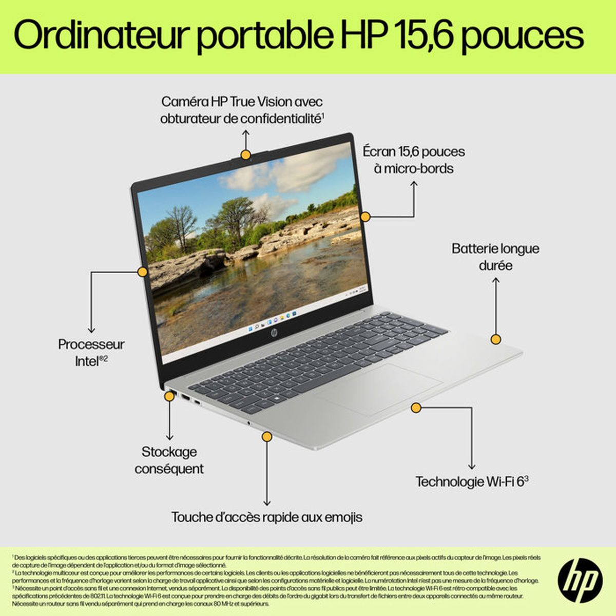 Laptop HP 15,6 cala z procesorem Intel, Wi-Fi 6 i długim czasem pracy baterii.