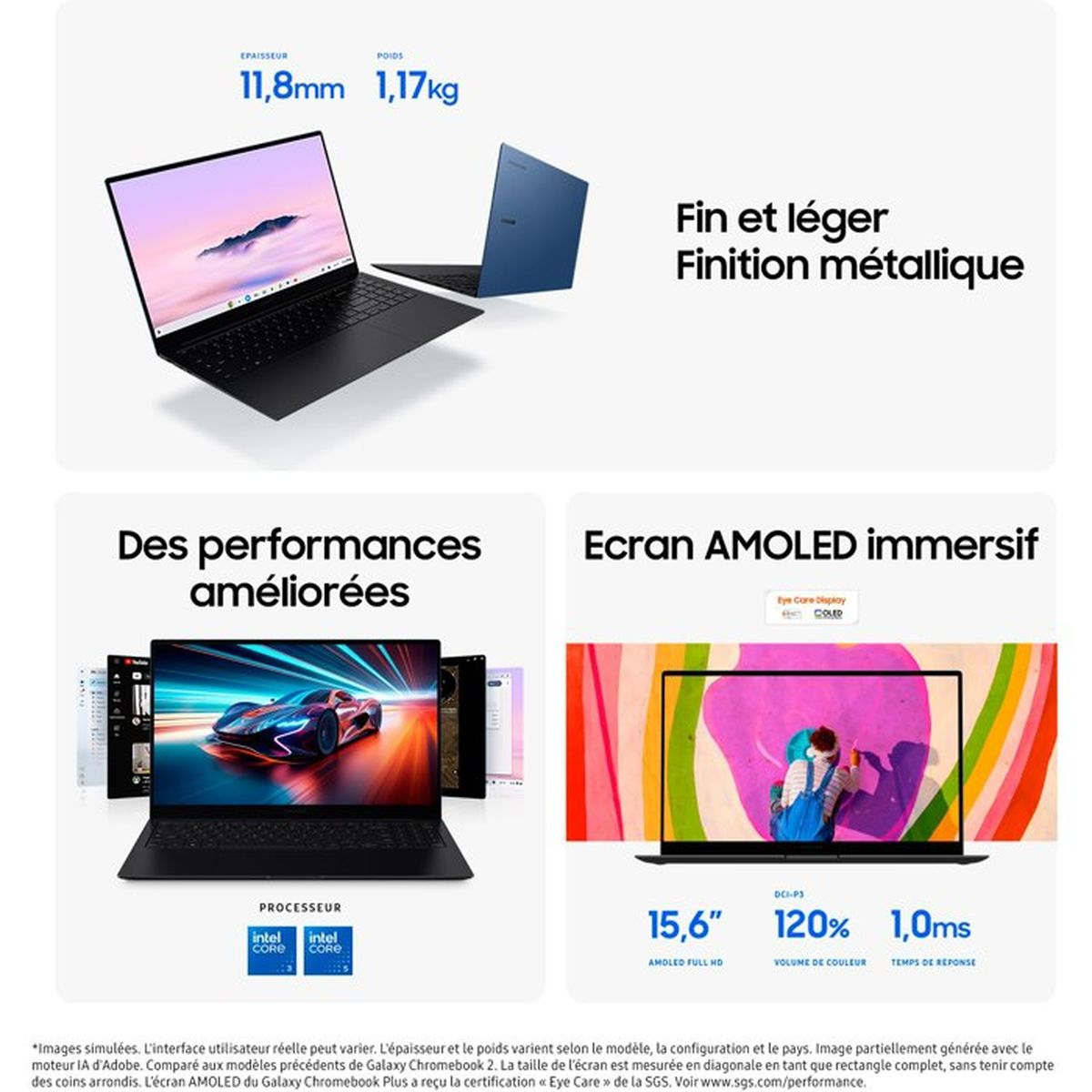 Schwarzer und blauer Laptop, 11,8 mm dick, 1,17 kg schwer. Verbesserte Leistung.