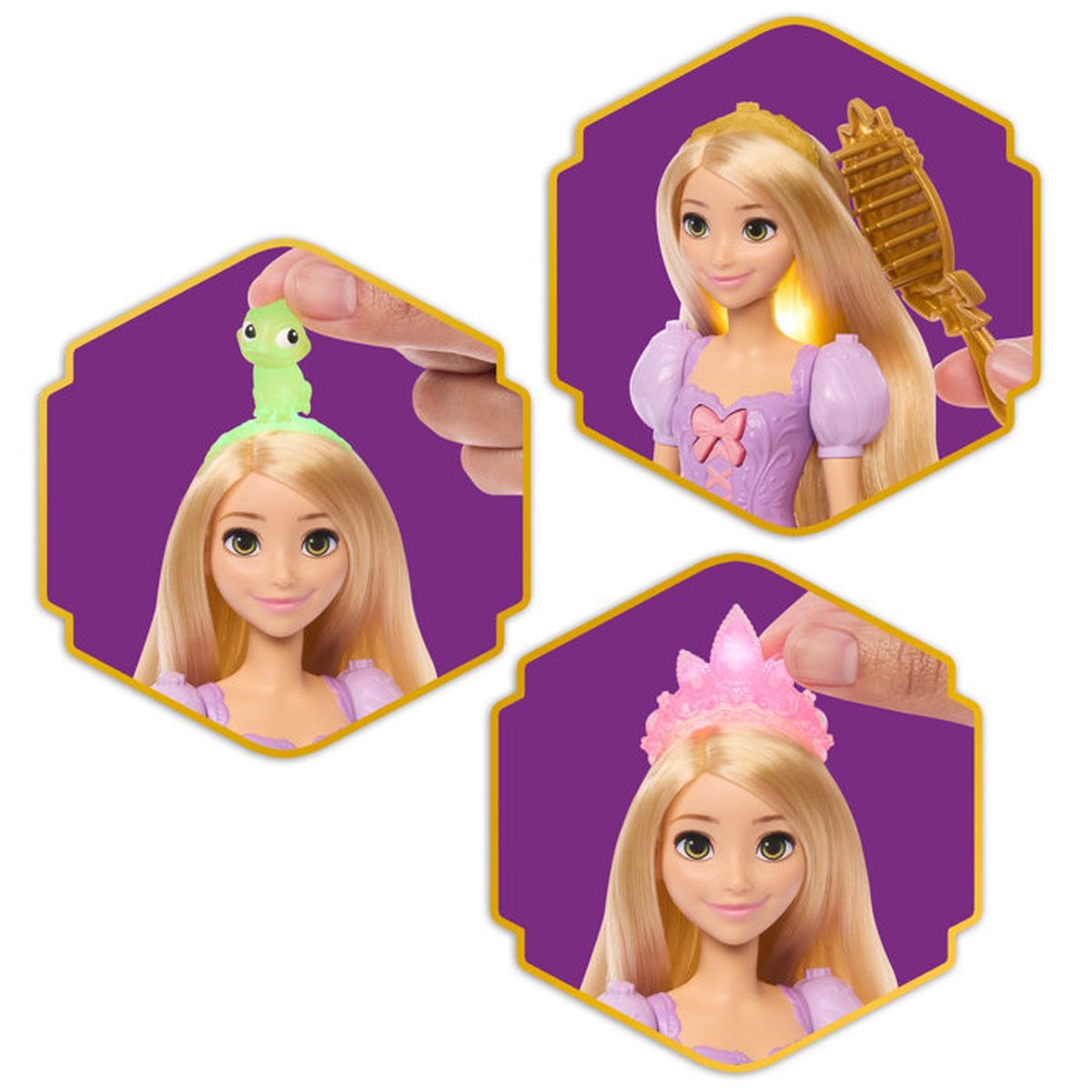 Rapunzel-Puppe mit Pascal, Kamm und Krone
