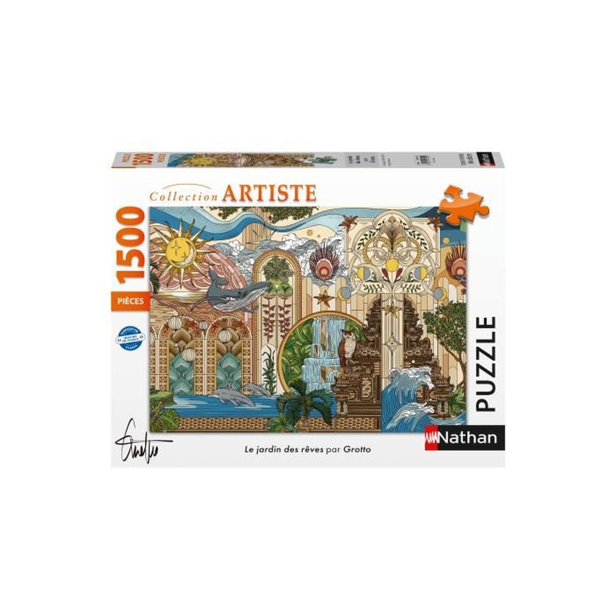 Una scatola di puzzle etichettata "Collection Artiste" con 1500 pezzi.