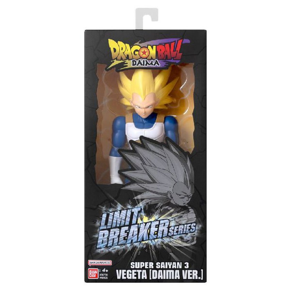 Figura de Vegeta Super Saiyan 3 de Dragon Ball Daima Limit Breaker en caja.