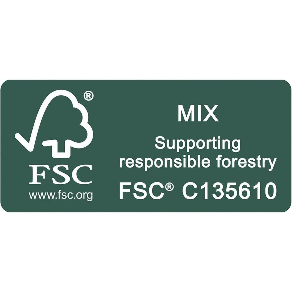 Etichetta FSC Mix a sostegno della silvicoltura responsabile.