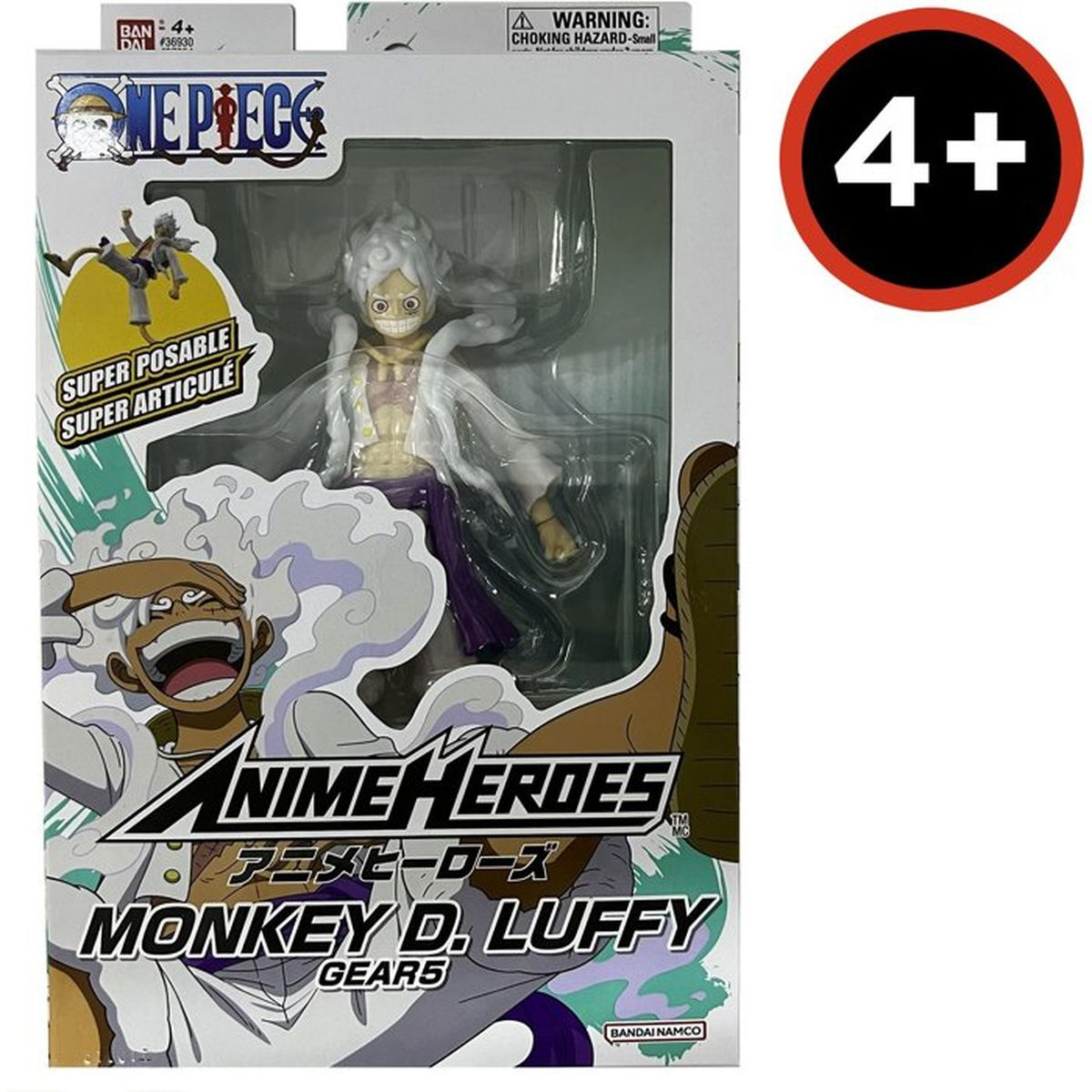 One Piece Monkey D. Luffy Gear 5 Figur in OVP mit Warnhinweisen.