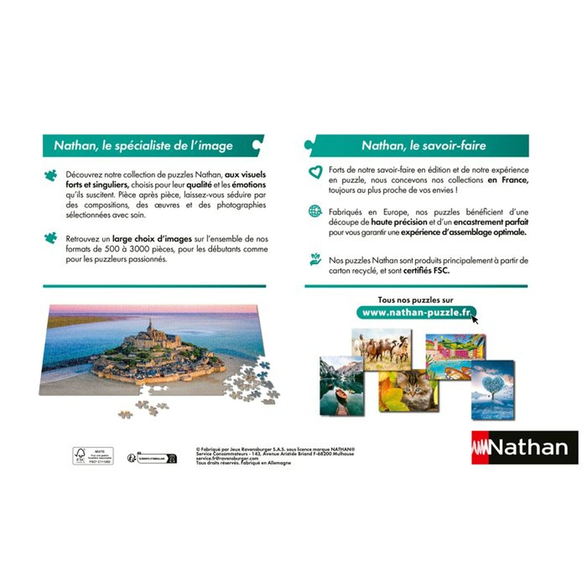 Puzzle von Mont-Saint-Michel am Abend, mit verstreuten Teilen.