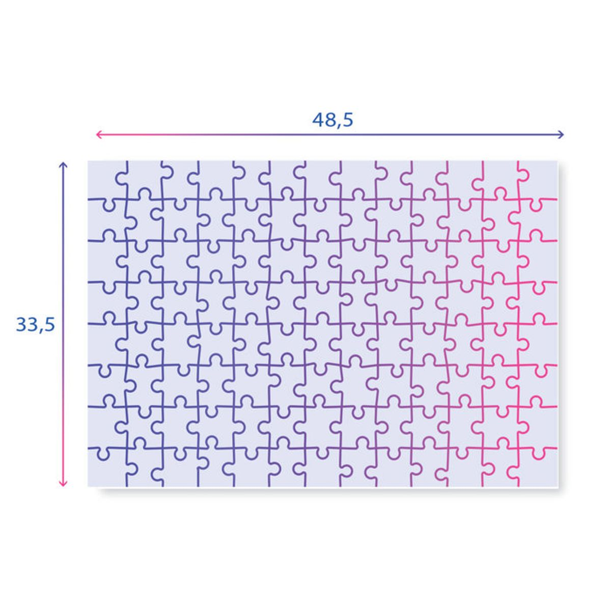 Rompecabezas con degradado de morado a rosa, medidas 48,5x33,5.
