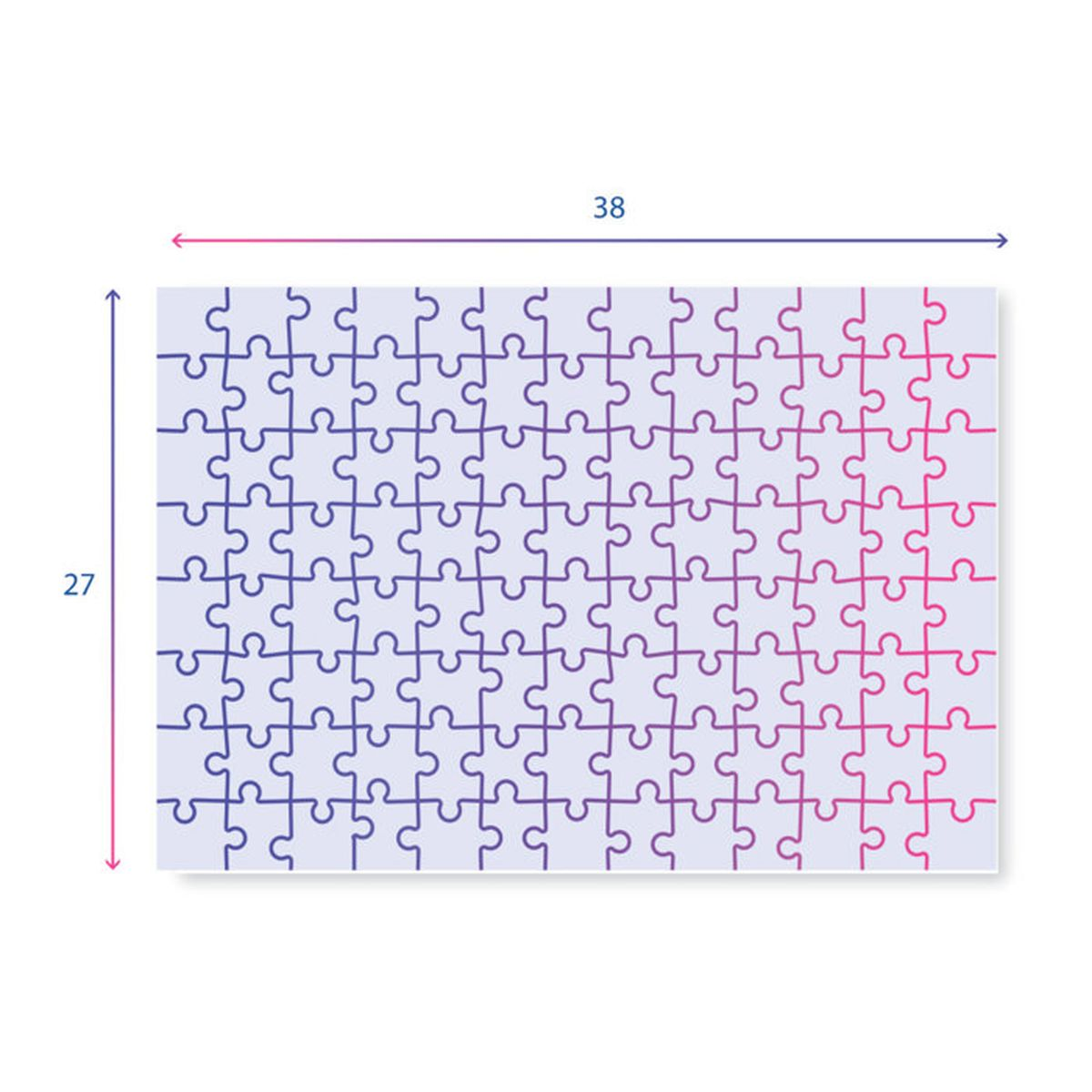 Un rompecabezas de 38x27 con degradado de púrpura a rosa.