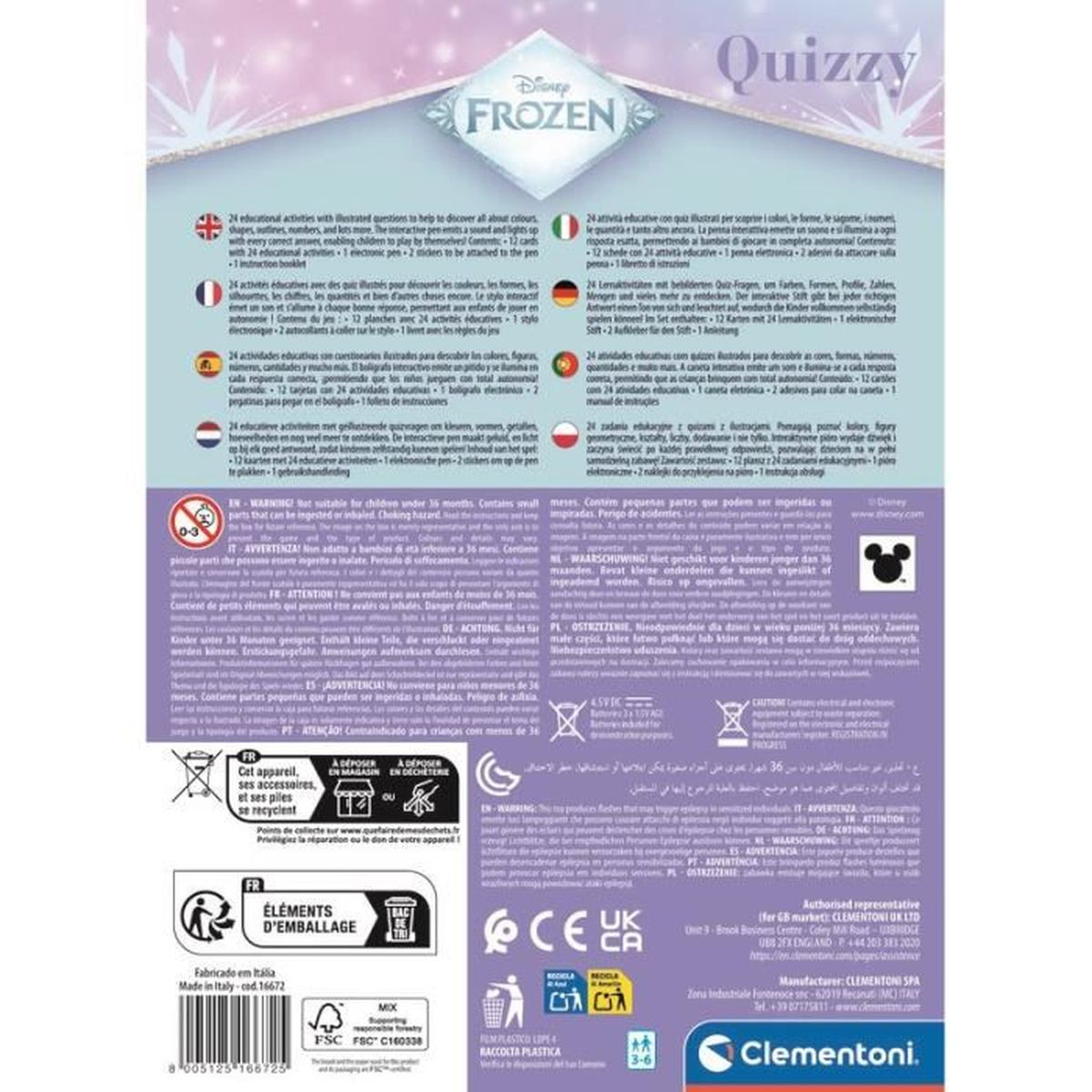 Disney Frozen Quizzy: 24 Lernaktivitäten mit Stift, Karten und Stickern.