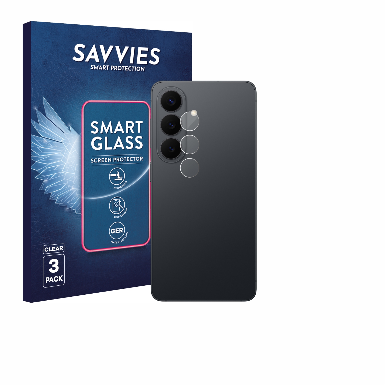 Savvies Smart Glass Displayschutzfolie für Smartphones, 3er-Pack, klar.