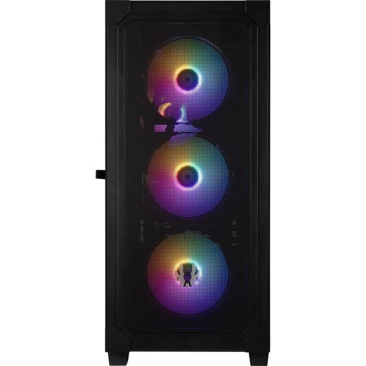 Case PC nero con tre ventole RGB frontali.