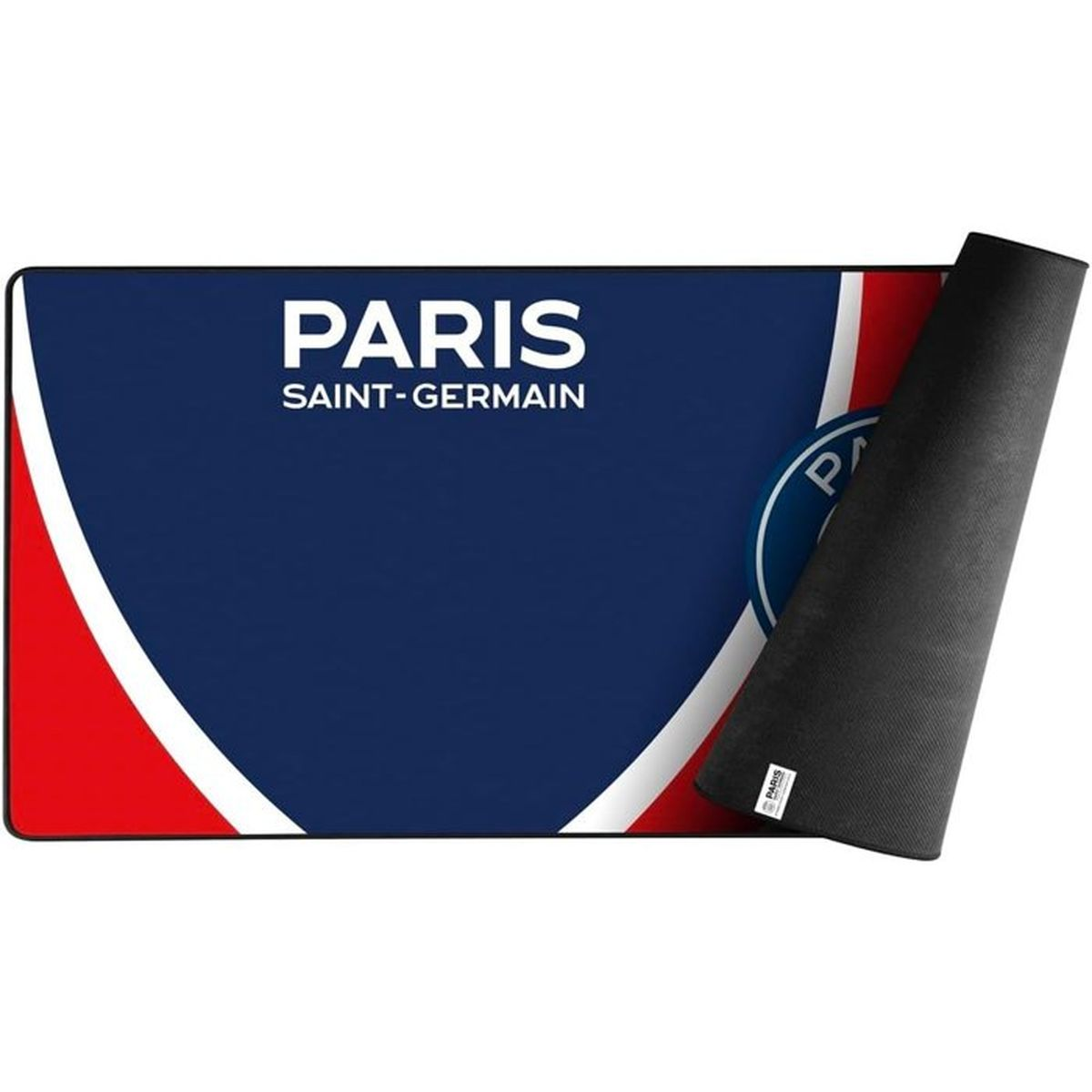 Czarna mata z logo i napisem Paris Saint-Germain.