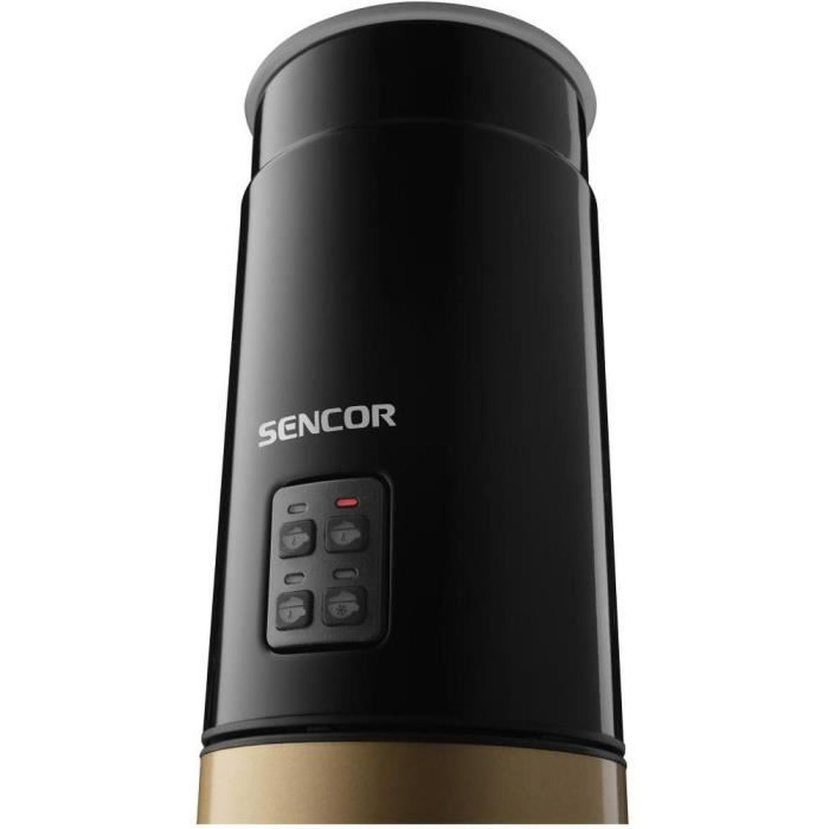 Schwarzer Sencor-Wasserkocher mit goldenem Sockel und Bedientasten.