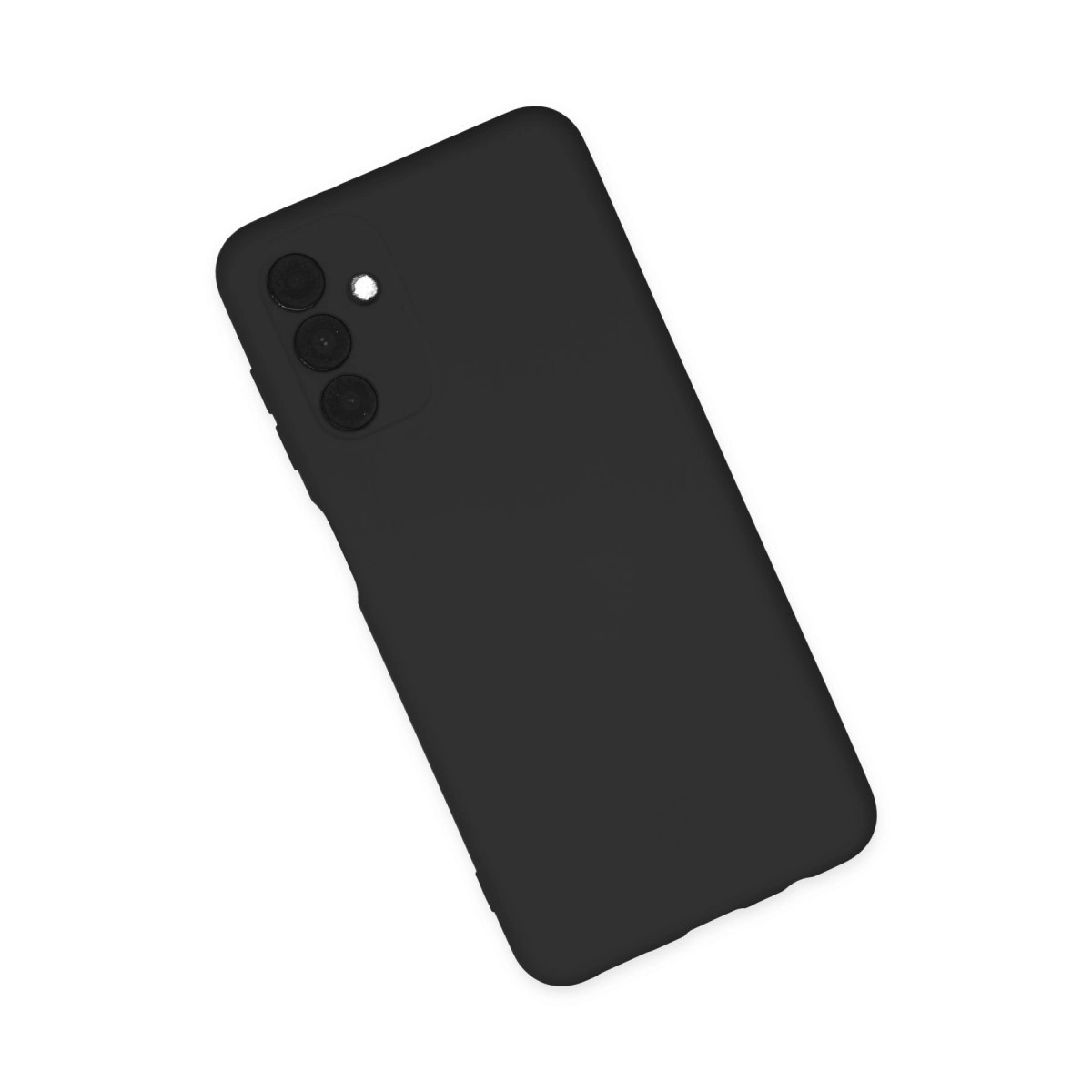 Beyaz arka plan üzerinde üçlü kameraya sahip siyah akıllı telefon.