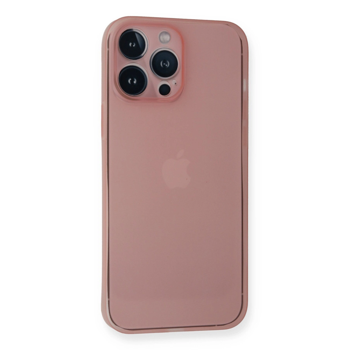 Kamera lensleri ve Apple logosu olan pembe bir iPhone'un arkası.