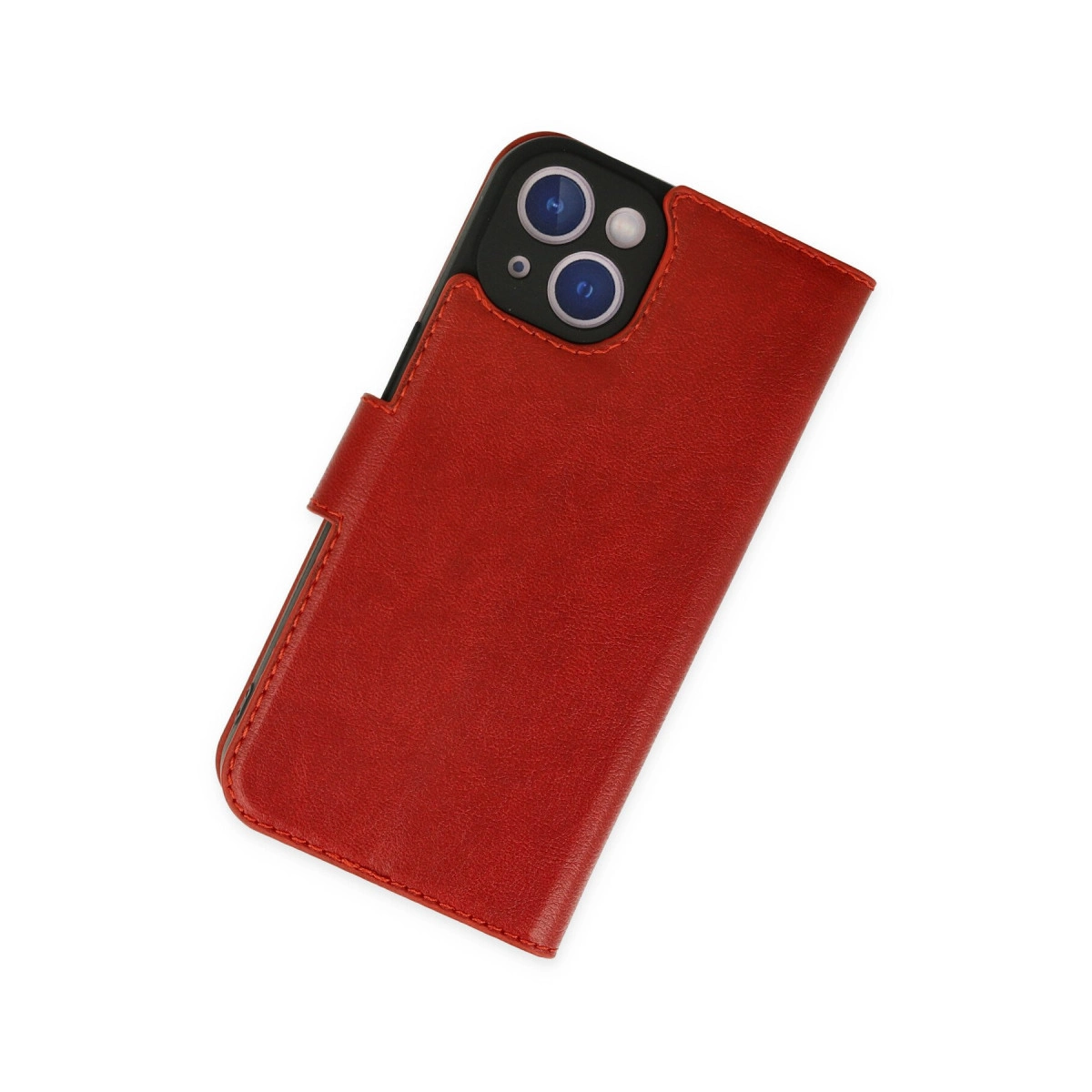 Kamera modülünü gösteren kırmızı açık telefon kılıfı.