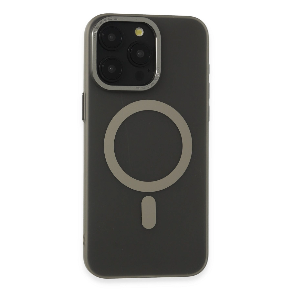 NEWFACE iPhone 15 Pro Uyumlu Lodos Magneticsafe Mat Kapak Telefon Kılıfı Titanyum Gri
