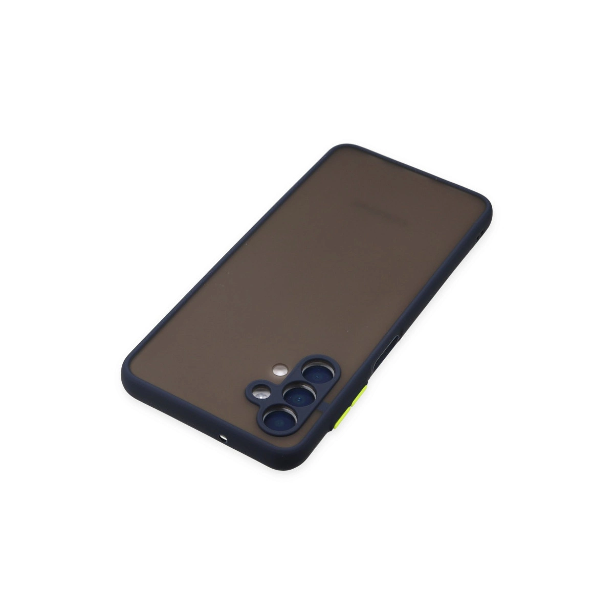 Koyu kahverengi telefon kılıfı, koyu çerçeve ve kamera lensleri.