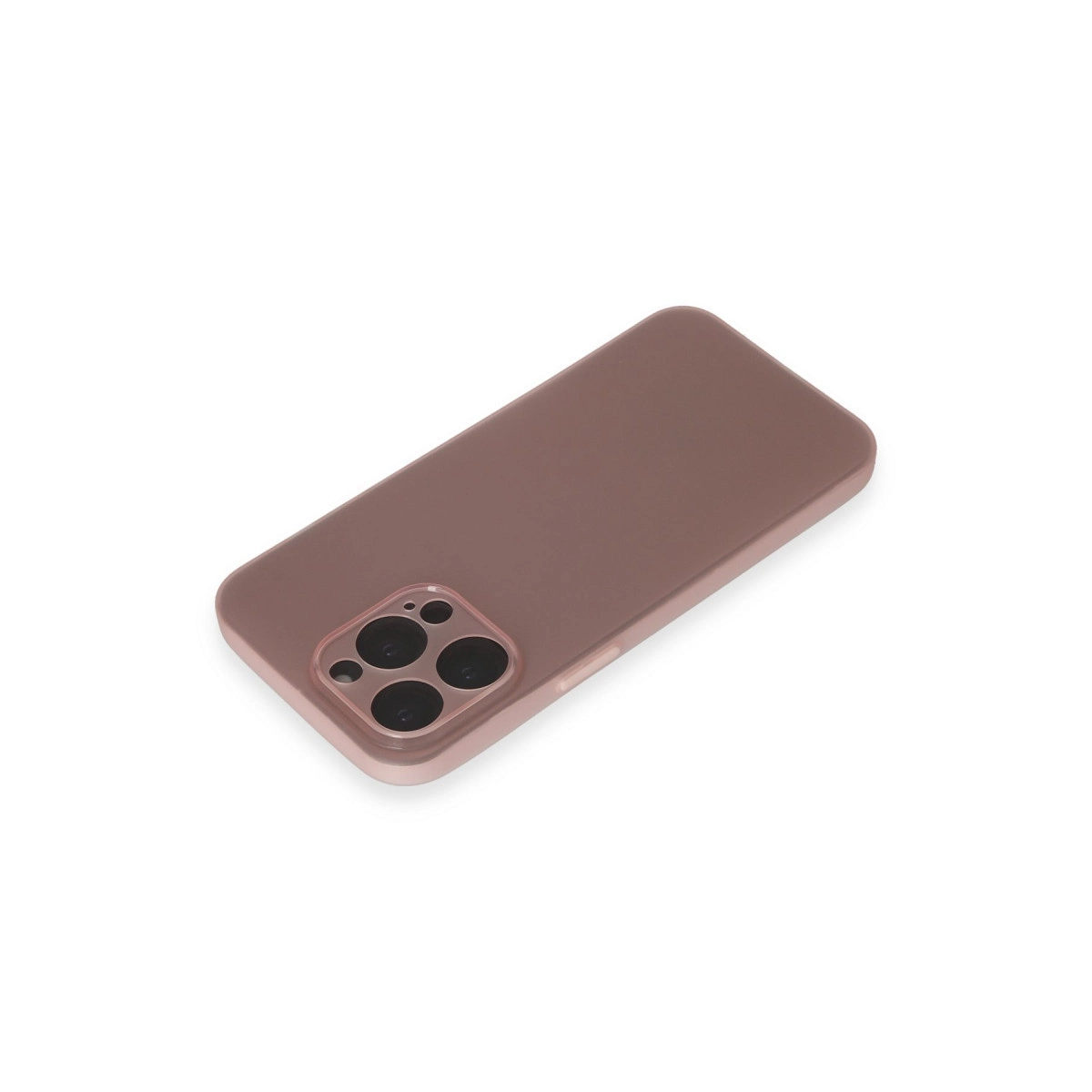 Dört lensli kamera modülüne sahip pembe renkli telefon kılıfı.