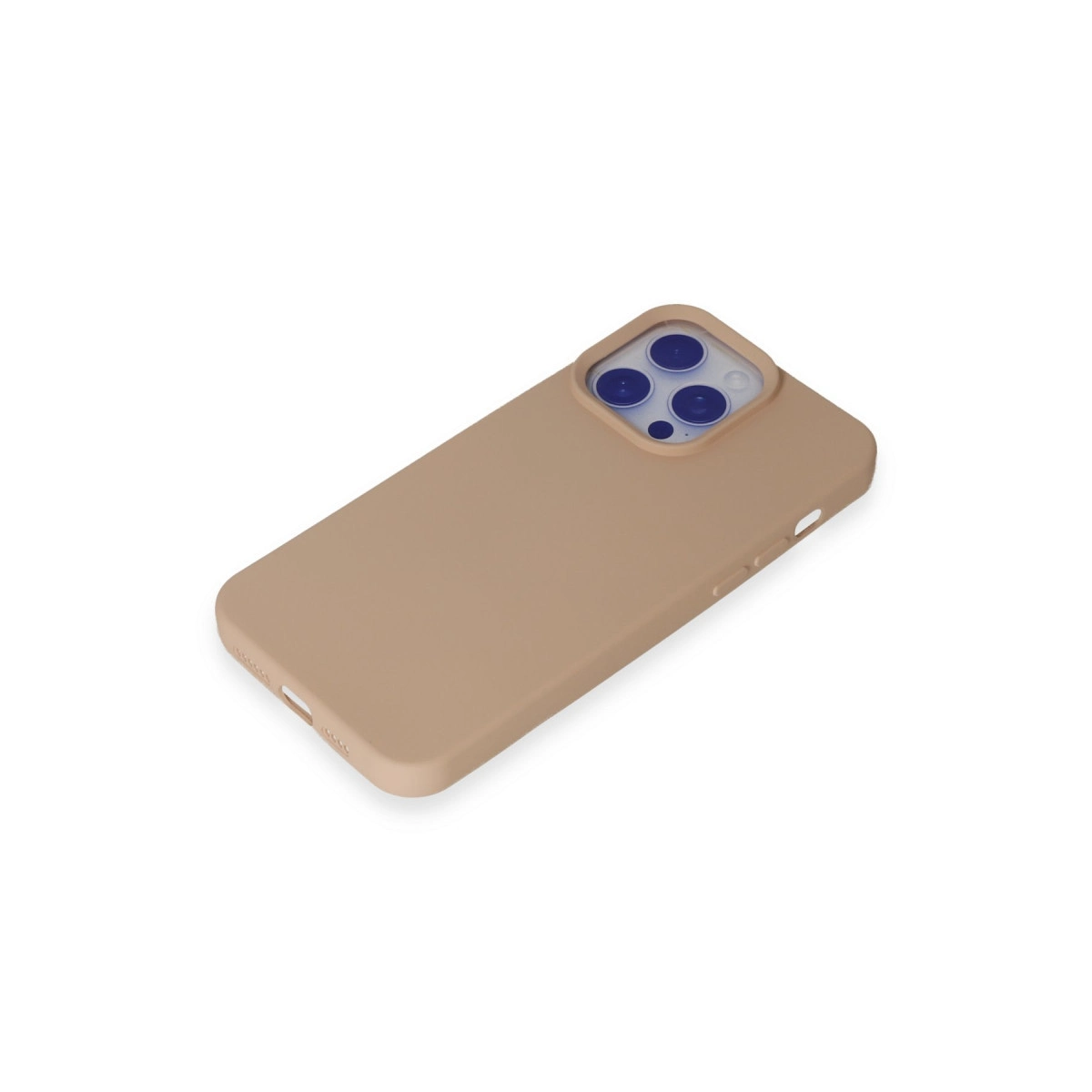 Kamera lensi kesimli bej telefon kılıfı.