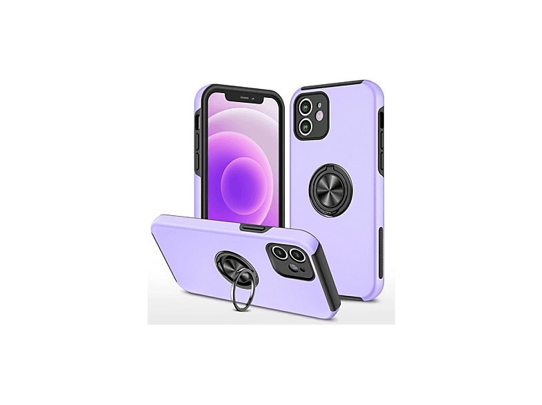 NEWFACE iPhone 12 Mini Uyumlu Elit Yüzüklü Kapak Telefon Kılıfı Mor