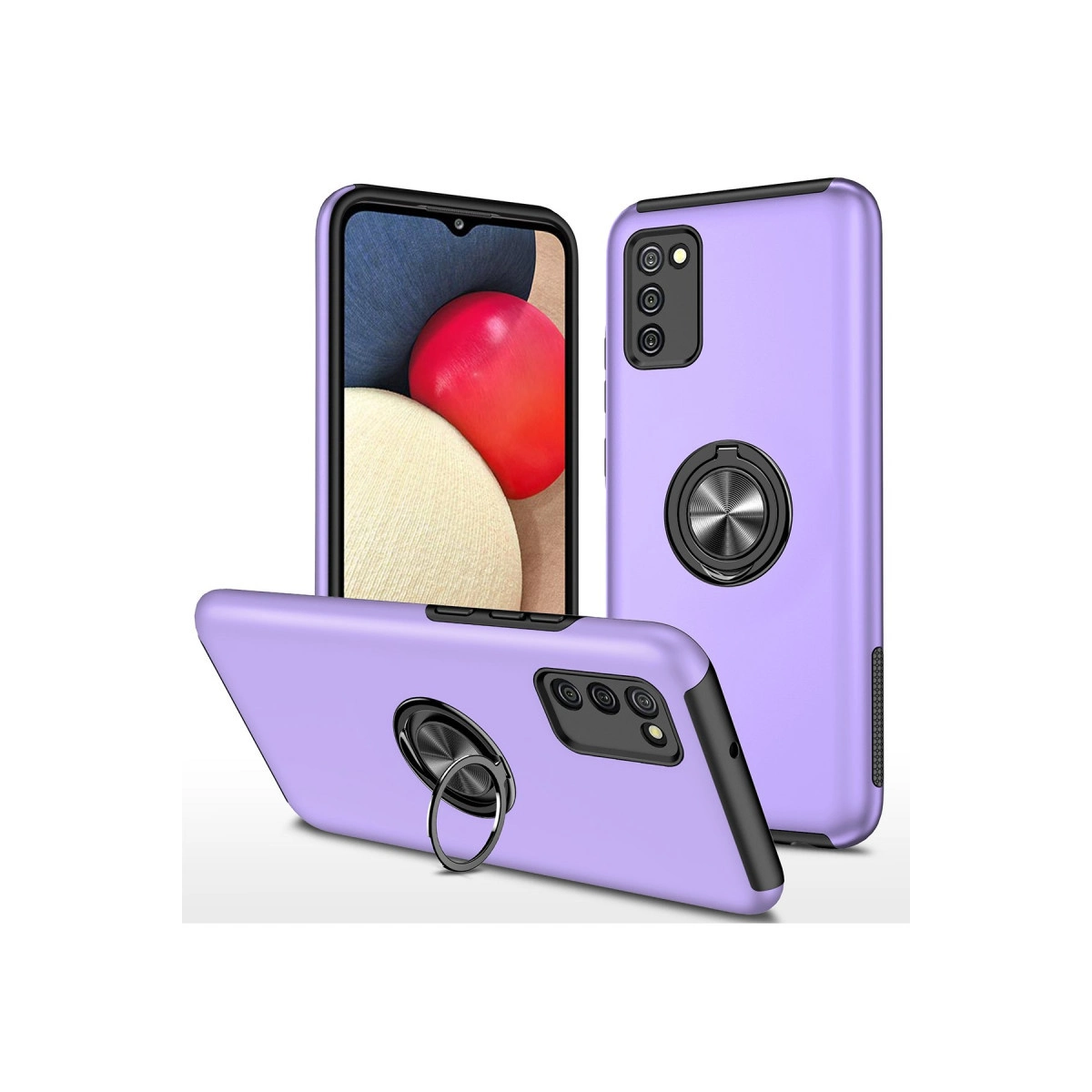 NEWFACE Samsung Galaxy A02s Uyumlu Elit Yüzüklü Kapak Telefon Kılıfı Mor