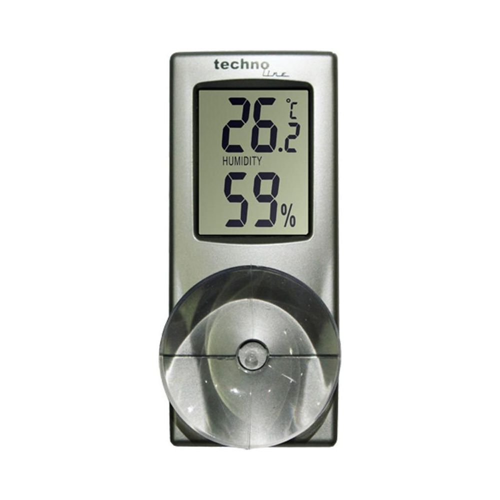 Un termo-igrometro argentato mostra 26,2 gradi e 59% di umidità.