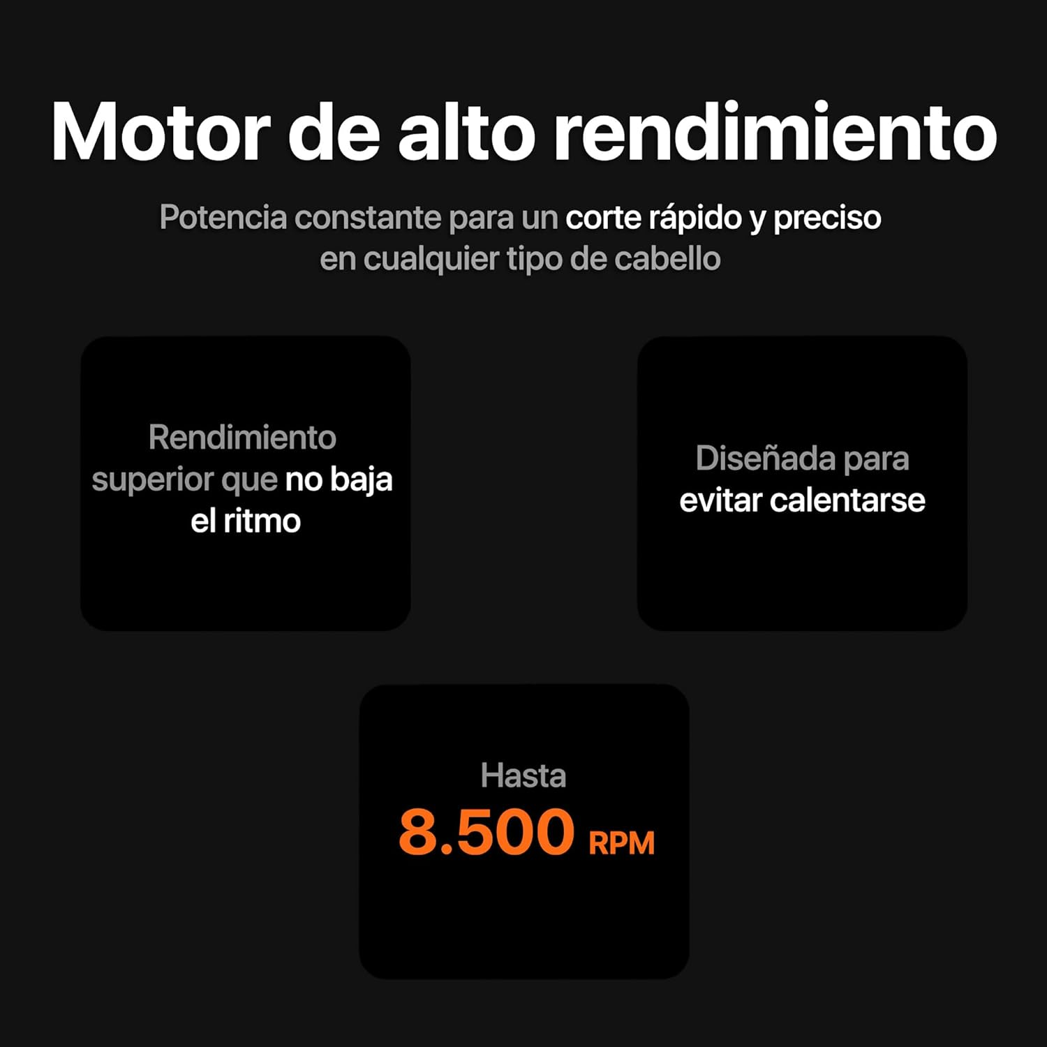 Motor de alto rendimiento con potencia constante para cortes rápidos.