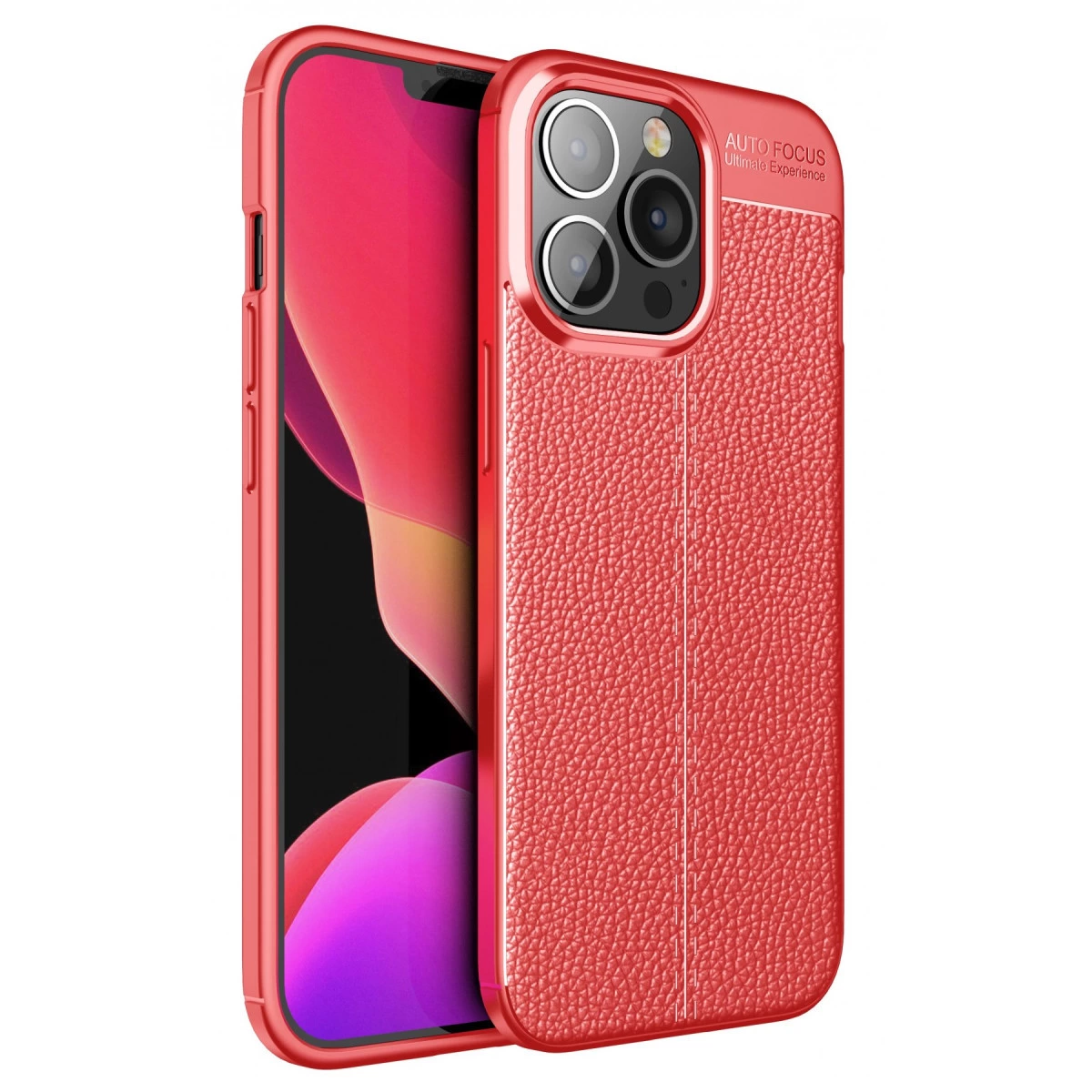 NEWFACE iPhone 13 Pro Uyumlu Auto Focus Kapak Telefon Kılıfı Kırmızı