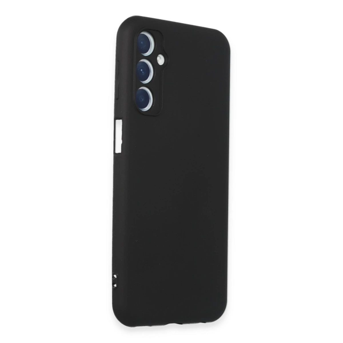 Arkada üç kamera lensi olan siyah telefon kılıfı.