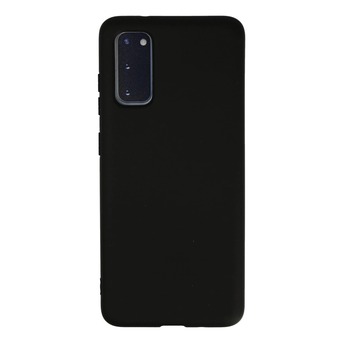 Sol üstte dikdörtgen kamera modülüne sahip siyah telefon kılıfı.