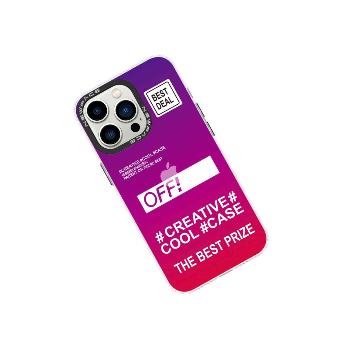#CREATIVE #COOL #CASE yazılı mor ve kırmızı telefon kılıfı.