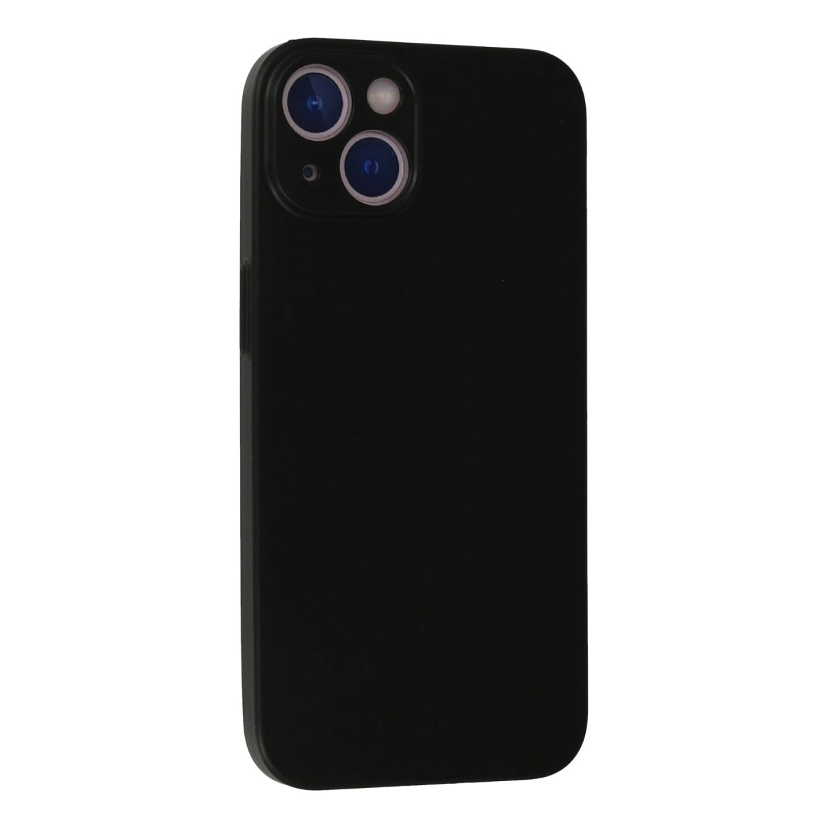 İki kamera lensi ve flaşlı siyah telefon kılıfı.