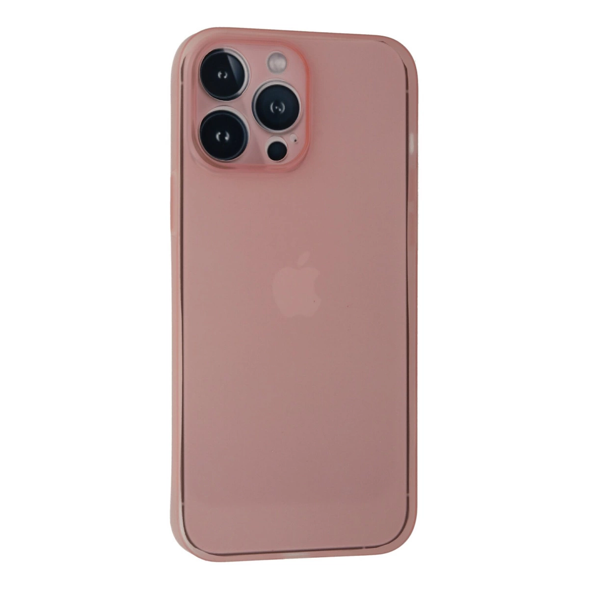 Üç lensli kamera sistemine sahip pembe bir iPhone.