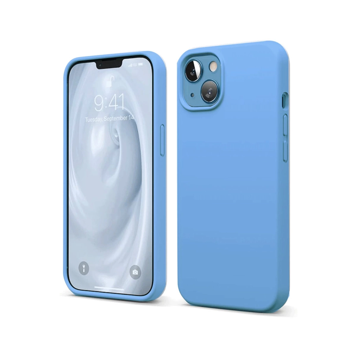 Mavi iPhone kasalı, ön ve arka görünüm.