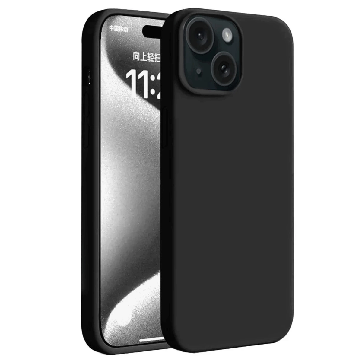 İki kameralı siyah kılıflı siyah iPhone.