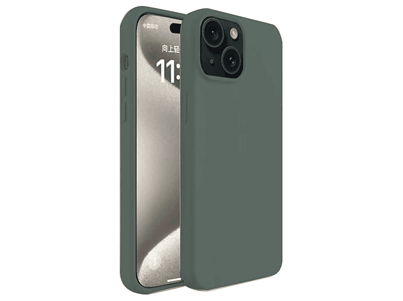 NEWFACE iPhone 15 Plus Uyumlu First Silikon Telefon Kılıfı Koyu Yeşil