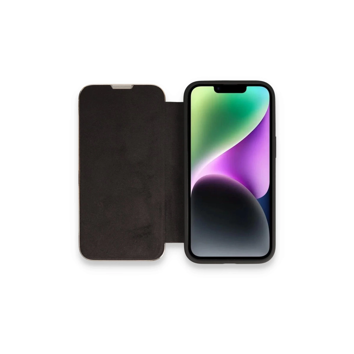 NEWFACE iPhone 13 Pro Uyumlu Dolpin Kapaklı Telefon Kılıfı Siyah