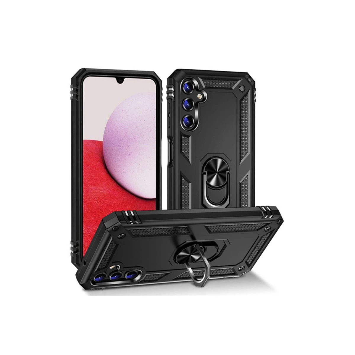 NEWFACE Samsung Galaxy A04S Uyumlu Sofya Yüzüklü Silikon Kapak Telefon Kılıfı Siyah