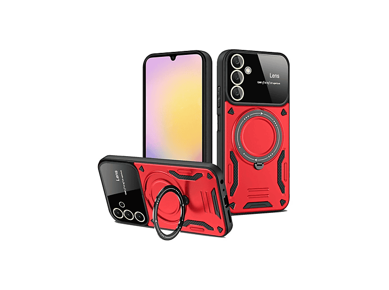 NEWFACE Samsung Galaxy A05S Uyumlu Joy Lens Standlı Kapak Telefon Kılıfı Kırmızı
