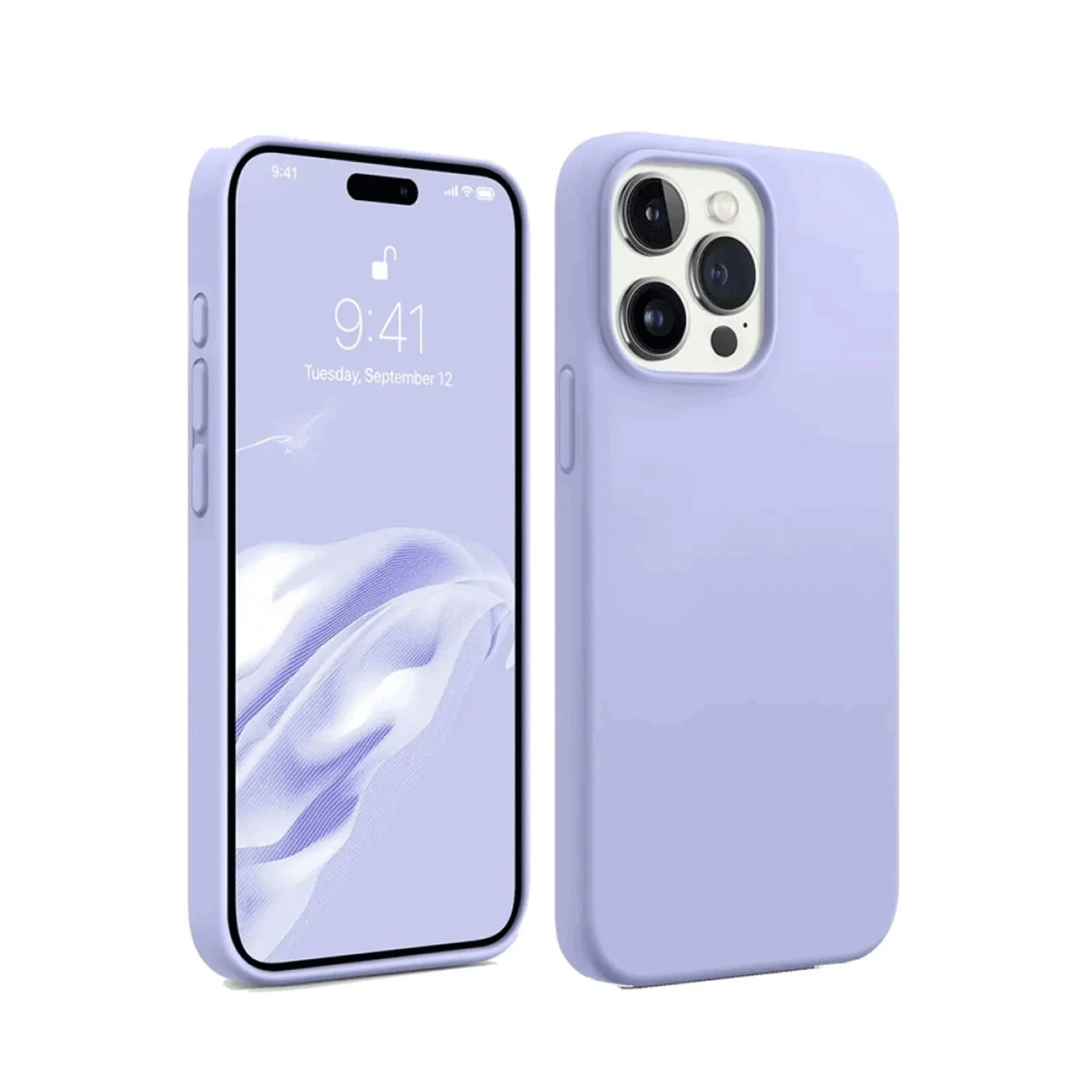 NEWFACE iPhone 15 Pro Max Uyumlu First Silikon Telefon Kılıfı Lila