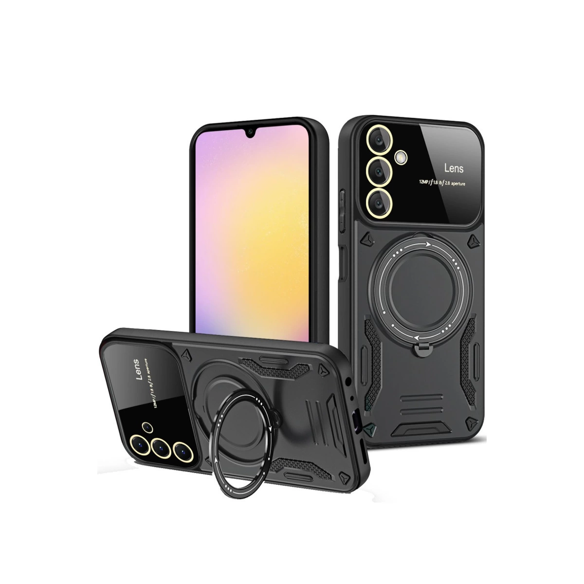 NEWFACE Samsung Galaxy A05S Uyumlu Joy Lens Standlı Kapak Telefon Kılıfı Siyah
