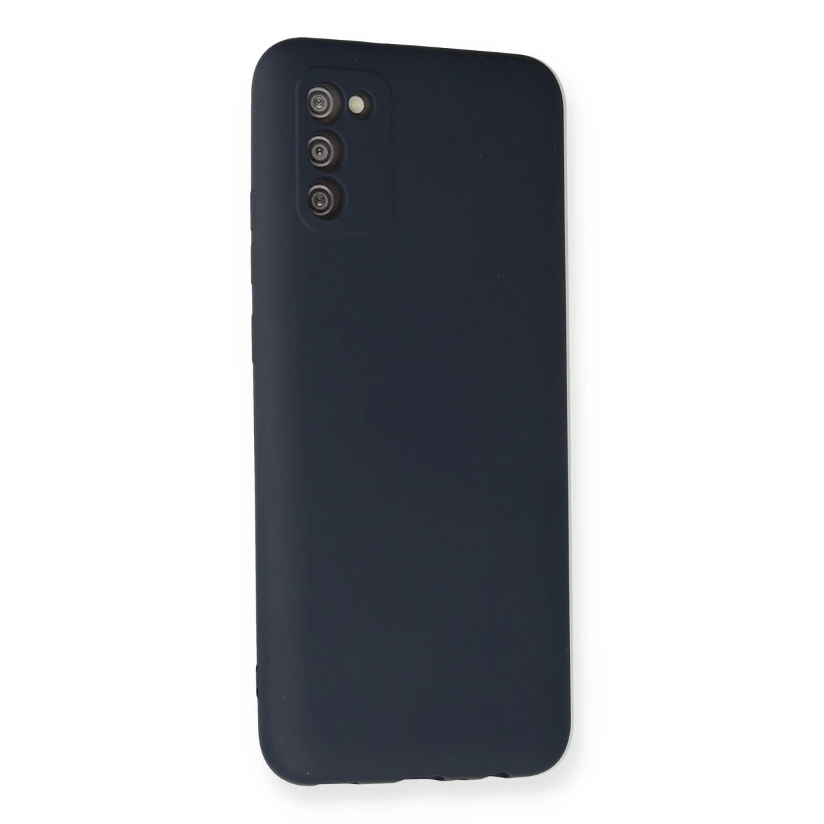 Arkada üç kamerası olan lacivert telefon kılıfı.